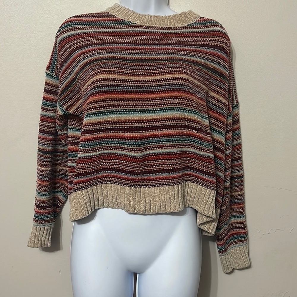 Woven Heart Chenille Stripe Sweater